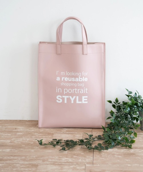 AMERICAN HOLIC（アメリカンホリック）の「プリントショッパーバッグ（トートバッグ・レディース・アイボリー/ピンク・FREE）」の2枚目の写真