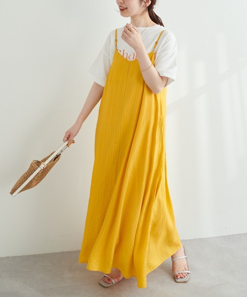 natural couture(ナチュラルクチュール)の「シアーストライプ前後2WAYキャミワンピース(ワンピース・レディース・ブラック/イエロー/ピンク/オフホワイト/サックスブルー・FREE)」の22枚目の写真