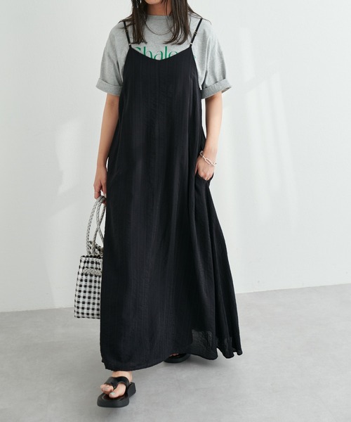 natural couture(ナチュラルクチュール)の「シアーストライプ前後2WAYキャミワンピース(ワンピース・レディース・ブラック/イエロー/ピンク/オフホワイト/サックスブルー・FREE)」の19枚目の写真