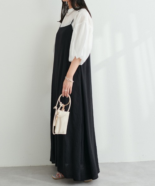 natural couture(ナチュラルクチュール)の「シアーストライプ前後2WAYキャミワンピース(ワンピース・レディース・ブラック/イエロー/ピンク/オフホワイト/サックスブルー・FREE)」の17枚目の写真