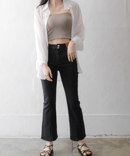 Alite cloth(アリーテクロス)の「フロントスソスリットデニムパンツ(デニムパンツ・レディース・ブルー/ブラック・L/M/XS/S)」の3枚目の写真