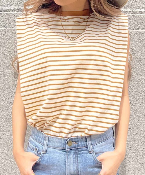 esutoreja（エストレジャ）の「ボーダーTシャツ（Tシャツ/カットソー・レディース・ベージュ・FREE）」の2枚目の写真
