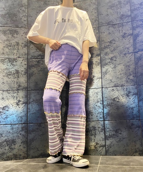 Candy Stripper(キャンディストリッパー)の「CANDY JOIN UP BORDER FLARE パンツ(その他パンツ・レディース・パープル/ピンク/イエロー・2)」の21枚目の写真
