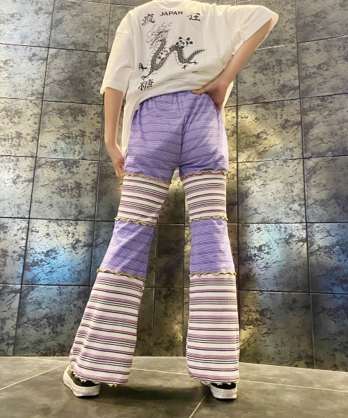 Candy Stripper(キャンディストリッパー)の「CANDY JOIN UP BORDER FLARE パンツ(その他パンツ・レディース・パープル/ピンク/イエロー・2)」の18枚目の写真