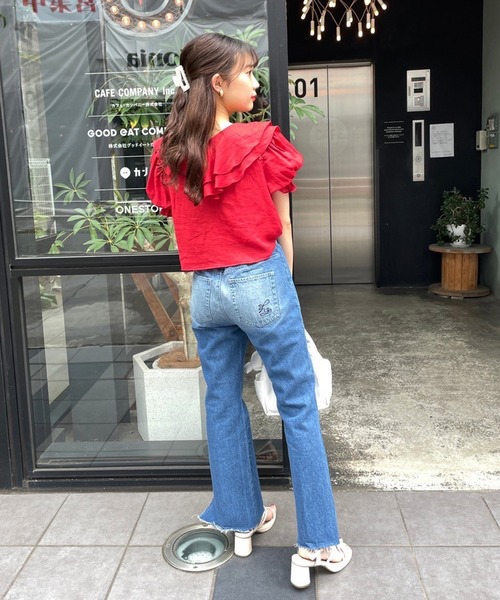 one after another NICE CLAUP（ワンアフターアナザーナイスクラップ）の「NC刺繍デニムパンツ（デニムパンツ・レディース・ライトブルー/オフホワイト/ピンク/ブルー・SMALL/MEDIUM）」の15枚目の写真