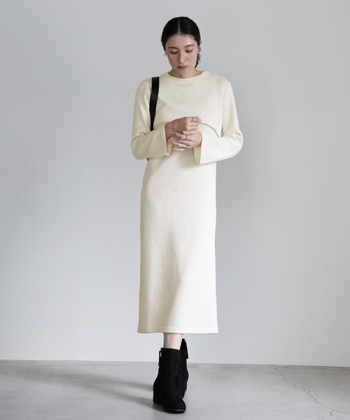 セール】レイヤードニットワンピースセットアップ（ワンピース