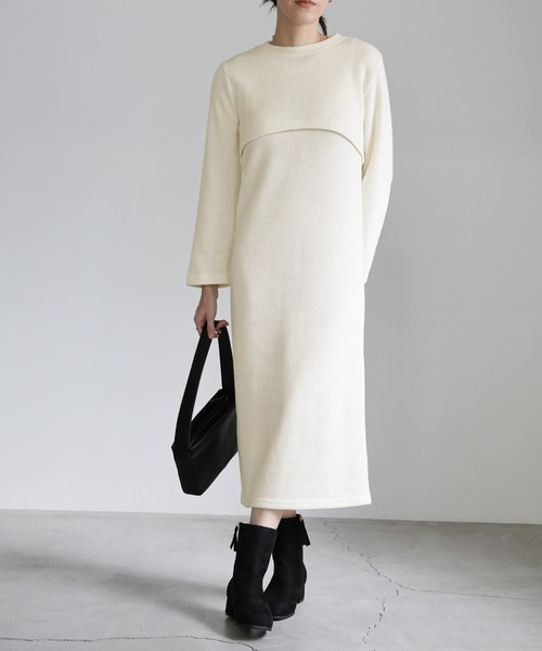 セール】レイヤードニットワンピースセットアップ（ワンピース