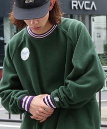 DISCUS ATHLETIC/ディスカス アスレチック フリースラグランクルーオーバーサイズリブラインスウェット
