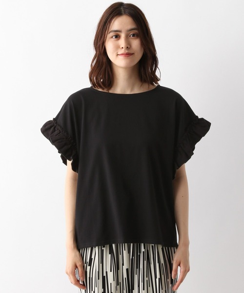 LEPSIM(レプシィム)の「ソデフリルプルオーバー2 347893(Tシャツ/カットソー・レディース・ブラック/オフホワイト/カーキ/イエロー・FREE)」の12枚目の写真