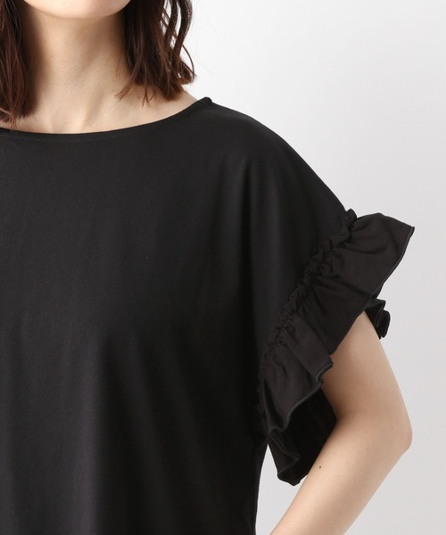 LEPSIM(レプシィム)の「ソデフリルプルオーバー2 347893(Tシャツ/カットソー・レディース・ブラック/オフホワイト/カーキ/イエロー・FREE)」の10枚目の写真