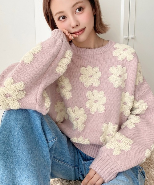 ループヤーンジャガードニット‪(◜ᴗ◝ )‬♡ 15980