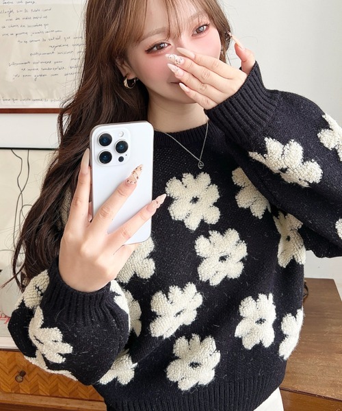 ♡秋冬花モチーフパール付 バルーン袖ノーカラージャケッ moment+（モーメントプラス）の「【累計販売枚数1万枚突破！】6G