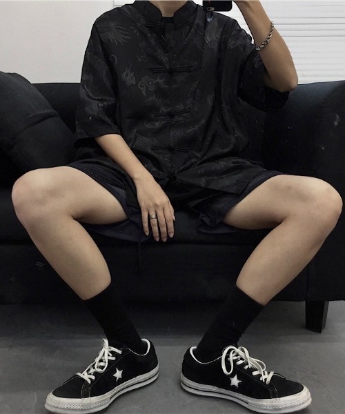 SEN TOKYO(セントーキョー)の「1枚で主役級。サテンタッチ チャイナデザインシャツ 5分袖(シャツ/ブラウス・レディース・ホワイト/ブラック・L/XL/M)」の9枚目の写真