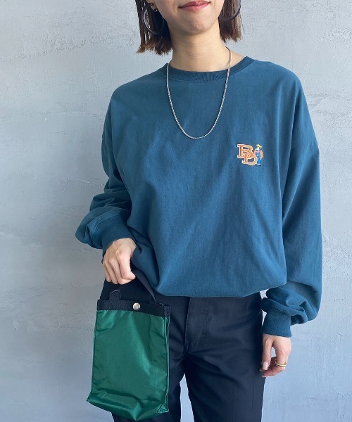 BEN DAVIS（ベンデイビス）の「[BEN DAVIS/ベンデイビス] ワンポイントロゴ刺繍ロンT（Tシャツ/カットソー・レディース・チャコールグレー/ブルー/オフホワイト・M/L）」の3枚目の写真