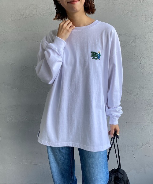 BEN DAVIS（ベンデイビス）の「[BEN DAVIS/ベンデイビス] ワンポイントロゴ刺繍ロンT（Tシャツ/カットソー・レディース・チャコールグレー/ブルー/オフホワイト・M/L）」の12枚目の写真