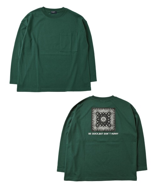 GLAZOS（グラソス）の「天竺・ビッグシルエットバンダナバックプリント長袖Tシャツ（Tシャツ/カットソー・キッズ・ホワイト/ブラック/グリーン・130cm/140cm/150cm/160cm/170cm）」の12枚目の写真