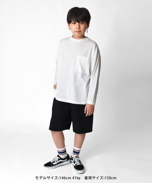 GLAZOS（グラソス）の「天竺・ビッグシルエットバンダナバックプリント長袖Tシャツ（Tシャツ/カットソー・キッズ・ホワイト/ブラック/グリーン・130cm/140cm/150cm/160cm/170cm）」の22枚目の写真