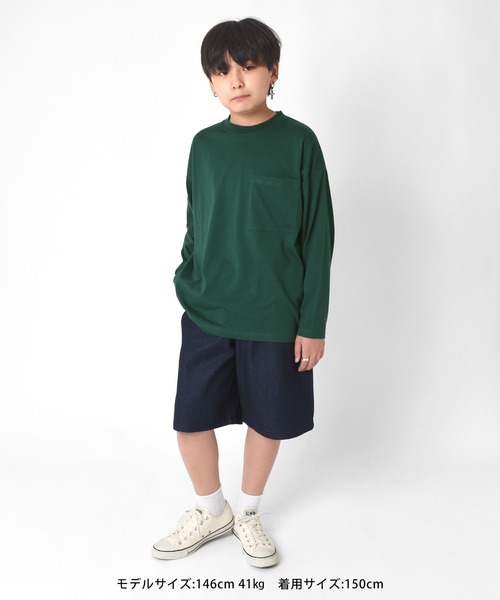 GLAZOS（グラソス）の「天竺・ビッグシルエットバンダナバックプリント長袖Tシャツ（Tシャツ/カットソー・キッズ・ホワイト/ブラック/グリーン・130cm/140cm/150cm/160cm/170cm）」の13枚目の写真