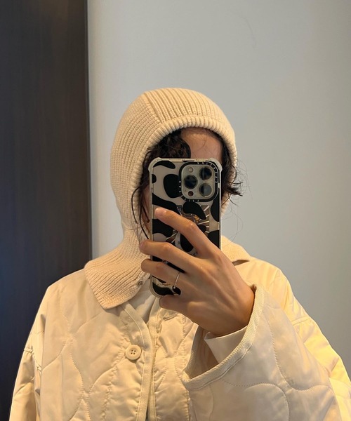 AS KNOW AS plus(アズノゥアズプラス)の「ぱちぽちバラクラバ(ニットキャップ/ビーニー・レディース・グレー/ベージュ/アイボリー/ブルー/グリーン/ピンク/イエロー・FREE)」の2枚目の写真