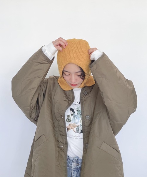 AS KNOW AS plus(アズノゥアズプラス)の「ぱちぽちバラクラバ(ニットキャップ/ビーニー・レディース・グレー/ベージュ/アイボリー/ブルー/グリーン/ピンク/イエロー・FREE)」の15枚目の写真