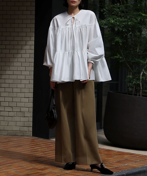 ELFRANK エルフランク　￼ボリューム袖ティアードブラウス EL3517EW00043_thumb.jpg