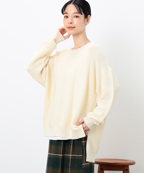ONIGIRI(オニギリ)の「【セットアイテム】 クルーネックニット×タンクトップ(ニット/セーター・レディース・オレンジ/グリーン/アイボリー・FREE)」の1枚目の写真