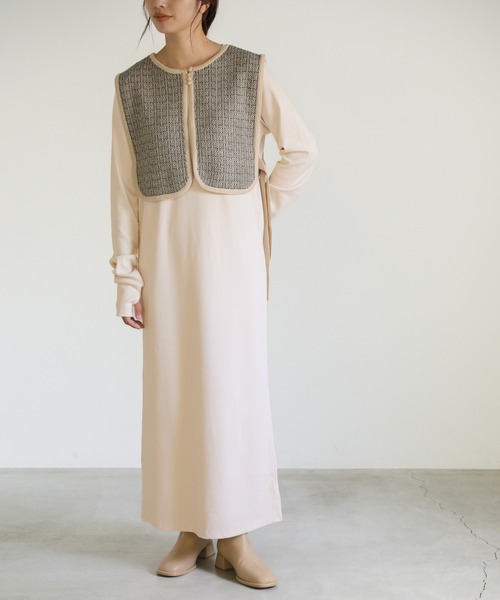 select MOCA（セレクトモカ）の「サーマルロング丈ワンピース（ワンピース・レディース・アイボリー/ブラック/グリーン・FREE）」の4枚目の写真