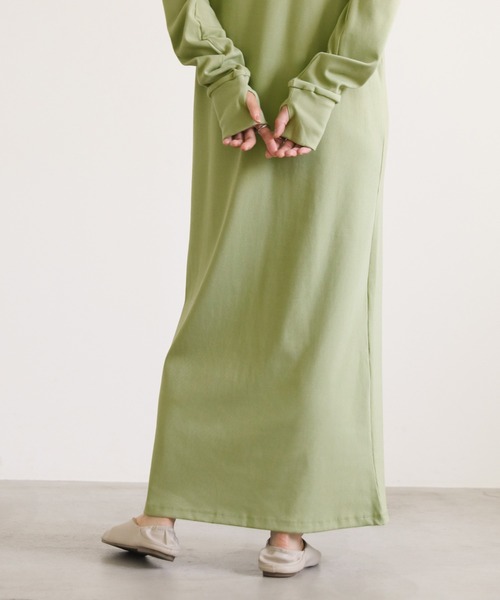 select MOCA（セレクトモカ）の「サーマルロング丈ワンピース（ワンピース・レディース・アイボリー/ブラック/グリーン・FREE）」の7枚目の写真