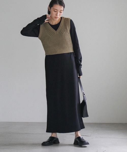 select MOCA（セレクトモカ）の「サーマルロング丈ワンピース（ワンピース・レディース・アイボリー/ブラック/グリーン・FREE）」の22枚目の写真