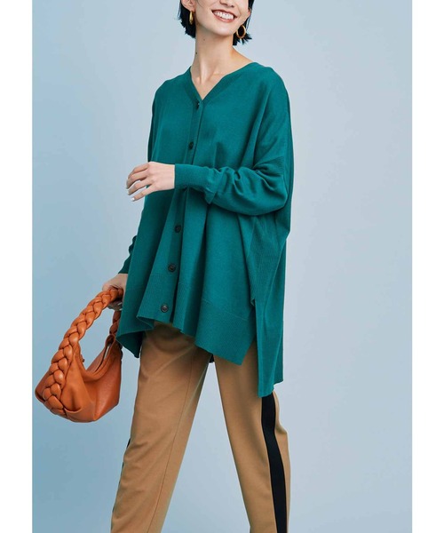 IEDIT(イディット)の「IEDIT からだが泳ぐオーバーサイズが女っぽい 綿100%ゆるひらニットカーディガン(カーディガン/ボレロ・レディース・ブルー/チャコールグレー/キャメル/ピンク/ブルー系その他/ブラック/グレイッシュベージュ/グリーン・MEDIUM/LARGE/XX-LARGE/X-LARGE/SMALL/XXX-LARGE)」の13枚目の写真