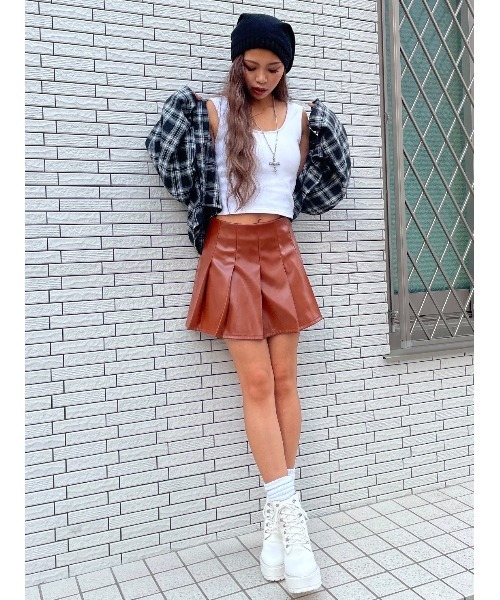 EGOIST（エゴイスト）の「ワイドプリーツミニスカート（スカート・レディース・ブラック/マルチ/キャメル・S/M）」の13枚目の写真