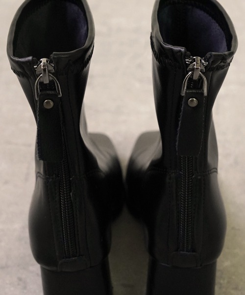 IAMUSE（アイアミューズ）の「スクエアトゥミドルブーツ S0782【IAMUSE】（ブーツ・レディース・アイボリー/ブラック・23cm/24cm/23.5cm/24.5cm）」の8枚目の写真