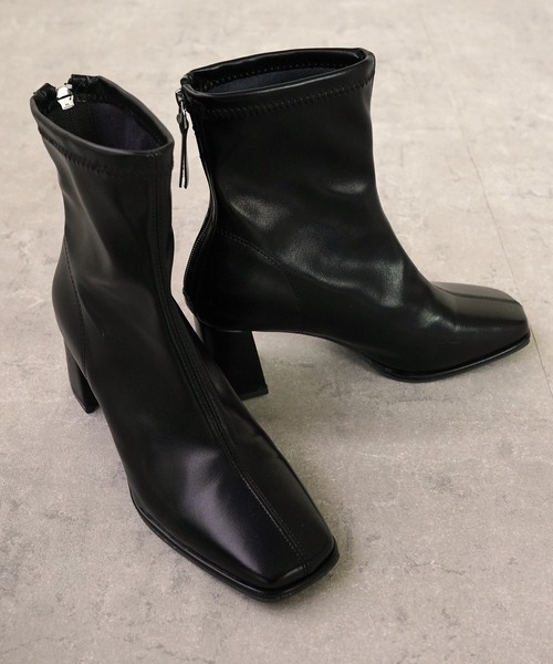 IAMUSE（アイアミューズ）の「スクエアトゥミドルブーツ S0782【IAMUSE】（ブーツ・レディース・アイボリー/ブラック・23cm/24cm/23.5cm/24.5cm）」の9枚目の写真