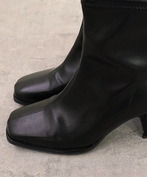IAMUSE（アイアミューズ）の「スクエアトゥミドルブーツ S0782【IAMUSE】（ブーツ・レディース・アイボリー/ブラック・23cm/24cm/23.5cm/24.5cm）」の10枚目の写真