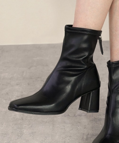 IAMUSE（アイアミューズ）の「スクエアトゥミドルブーツ S0782【IAMUSE】（ブーツ・レディース・アイボリー/ブラック・23cm/24cm/23.5cm/24.5cm）」の16枚目の写真