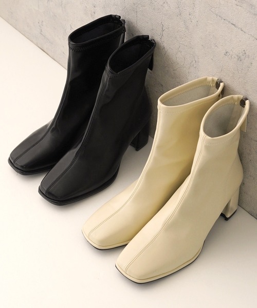 IAMUSE（アイアミューズ）の「スクエアトゥミドルブーツ S0782【IAMUSE】（ブーツ・レディース・アイボリー/ブラック・23cm/24cm/23.5cm/24.5cm）」の6枚目の写真