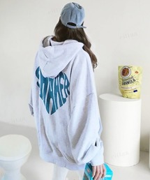 韓国ファッションSHAKERハートプリントスウェットオーバーサイズフーディーパーカー