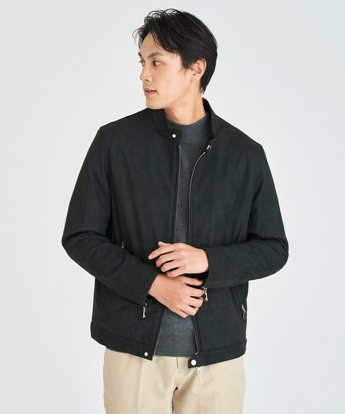 ESTNATION（エストネーション）の「ESTNATION / フェイクスエードシングルライダースジャケット（ライダースジャケット・メンズ・ブラウン/ブラック・MEDIUM/LARGE）」の2枚目の写真