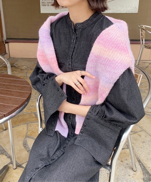 Ambre Ciel(アンブルシエル)の「グラデーションニットカーディガン/【WEB/EC限定商品】(カーディガン/ボレロ・レディース・ピンク/ライトグリーン・FREE)」の2枚目の写真