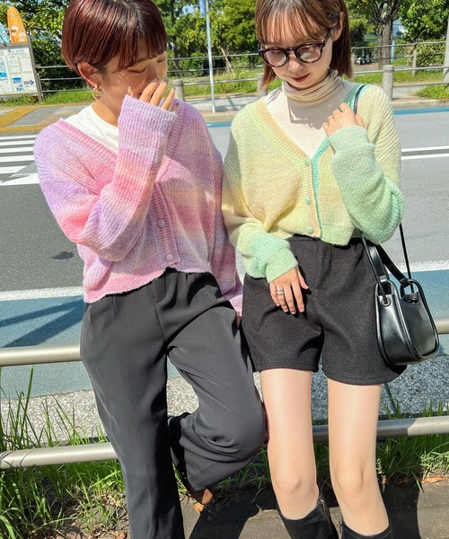 Ambre Ciel(アンブルシエル)の「グラデーションニットカーディガン/【WEB/EC限定商品】(カーディガン/ボレロ・レディース・ピンク/ライトグリーン・FREE)」の7枚目の写真