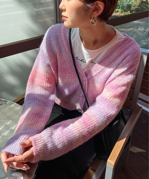 Ambre Ciel(アンブルシエル)の「グラデーションニットカーディガン/【WEB/EC限定商品】(カーディガン/ボレロ・レディース・ピンク/ライトグリーン・FREE)」の9枚目の写真