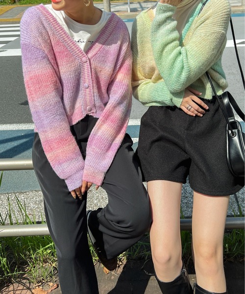 Ambre Ciel(アンブルシエル)の「グラデーションニットカーディガン/【WEB/EC限定商品】(カーディガン/ボレロ・レディース・ピンク/ライトグリーン・FREE)」の10枚目の写真