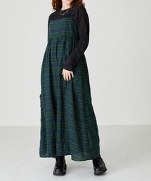 acro | ぽこぽこエンボス＆チェックキャミワンピ/AC2313(ワンピース)