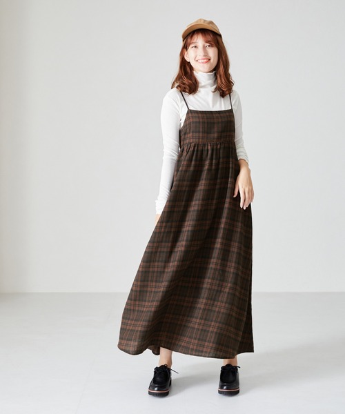 acro（アクロ）の「ぽこぽこエンボス＆チェックキャミワンピ/AC2313（ワンピース・レディース・ブラック/ベージュ/ネイビー/ブラウン/グリーン・ﾌﾘ-）」の18枚目の写真