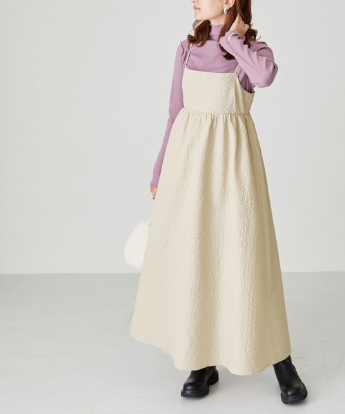 acro（アクロ）の「ぽこぽこエンボス＆チェックキャミワンピ/AC2313（ワンピース・レディース・ブラック/ベージュ/ネイビー/ブラウン/グリーン・ﾌﾘ-）」の7枚目の写真