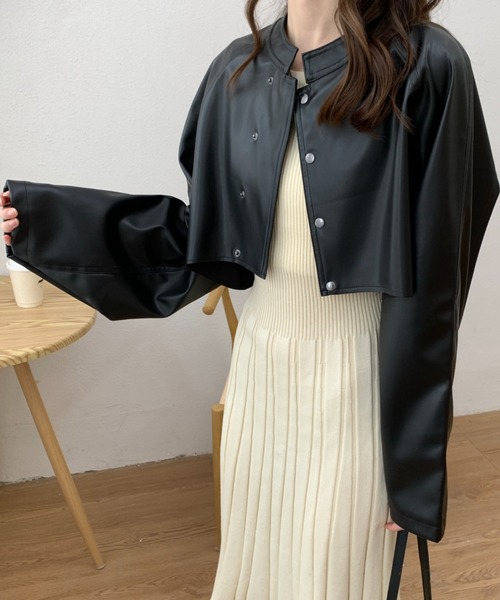 ABITOKYO（アビトーキョー）の「フェイクレザーショート丈ノーカラー