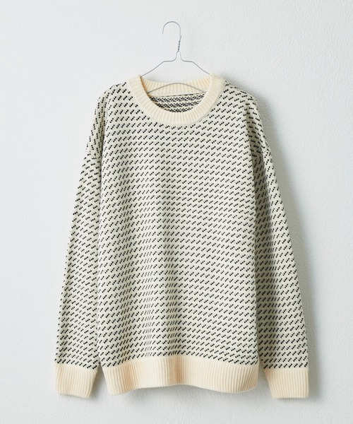 WHIMSIC（ウィムジック）の「【UNISEX】バーズアイクルーネックセーター（ニット/セーター・メンズ・ネイビー/オフホワイト/ブルー/オリーブ・FREE）」の19枚目の写真