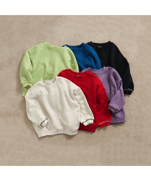 BREEZE（ブリーズ）の「【一部WEB限定カラー】裏起毛カラフルガゼットトレーナー（スウェット・キッズ・パープル/ブラック/オフホワイト/ライム/レッド/ブルー・110/130/140/90/100/80/120）」の9枚目の写真