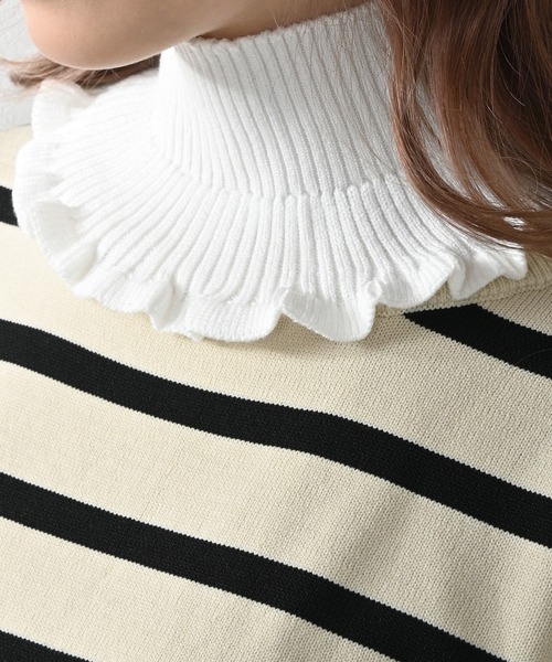 Felt-Maglietta(フェルトマリエッタ)の「ハイネックニット付け襟(ネックウォーマー/スヌード・レディース・ラベンダー/ベージュ/ホワイト/ピンク/ブラック・FREE)」の8枚目の写真