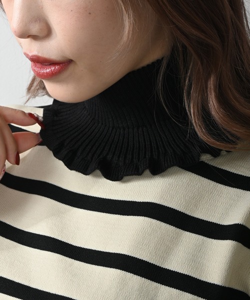 Felt-Maglietta(フェルトマリエッタ)の「ハイネックニット付け襟(ネックウォーマー/スヌード・レディース・ラベンダー/ベージュ/ホワイト/ピンク/ブラック・FREE)」の9枚目の写真